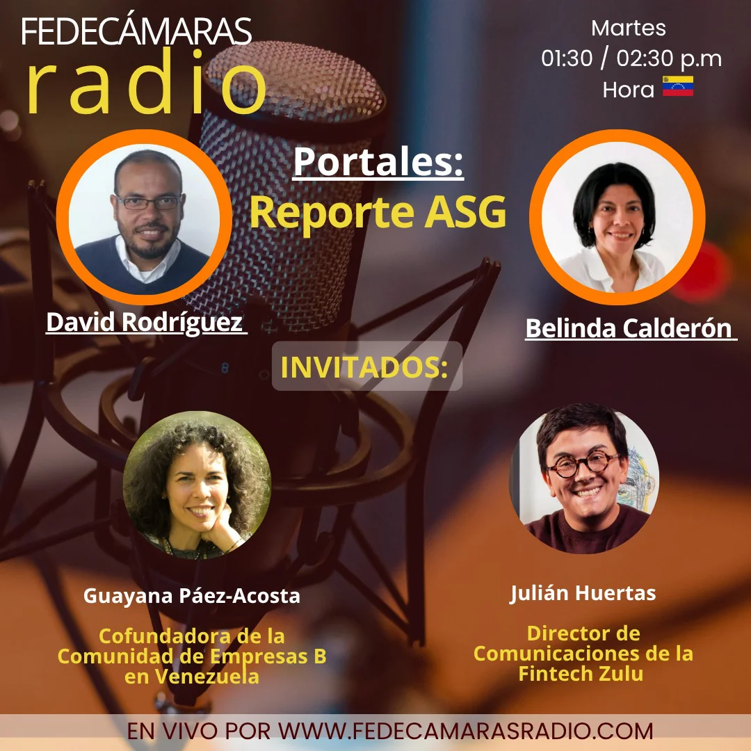 Flyer Programa Reporte ASG en Fedecámaras Radio - martes 14 de abril 2026