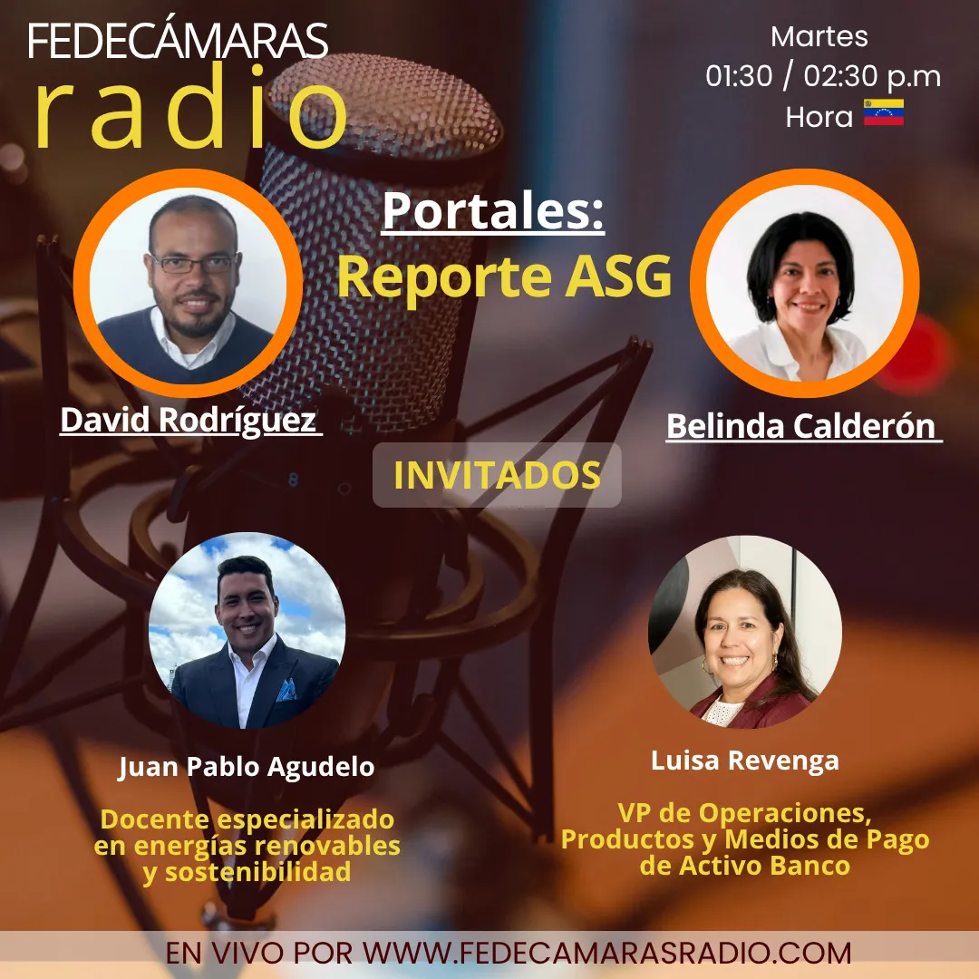 Flyer Programa Reporte ASG en Fedecámaras Radio - martes 21 de octubre 2025