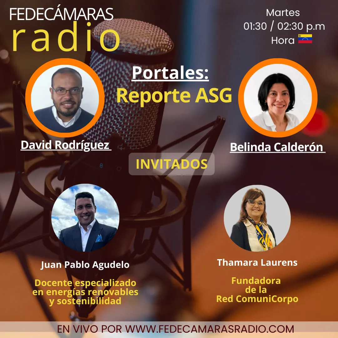 Flyer Programa Reporte ASG en Fedecámaras Radio - martes 02 de diciembre 2025