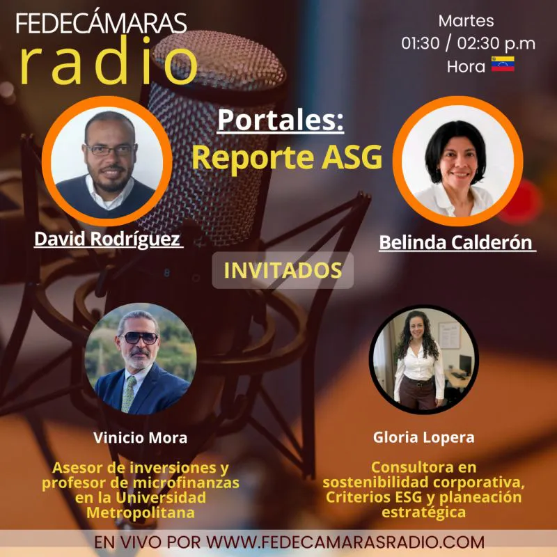 Flyer Programa Reporte ASG en Fedecámaras Radio - martes 27 de enero de 2026