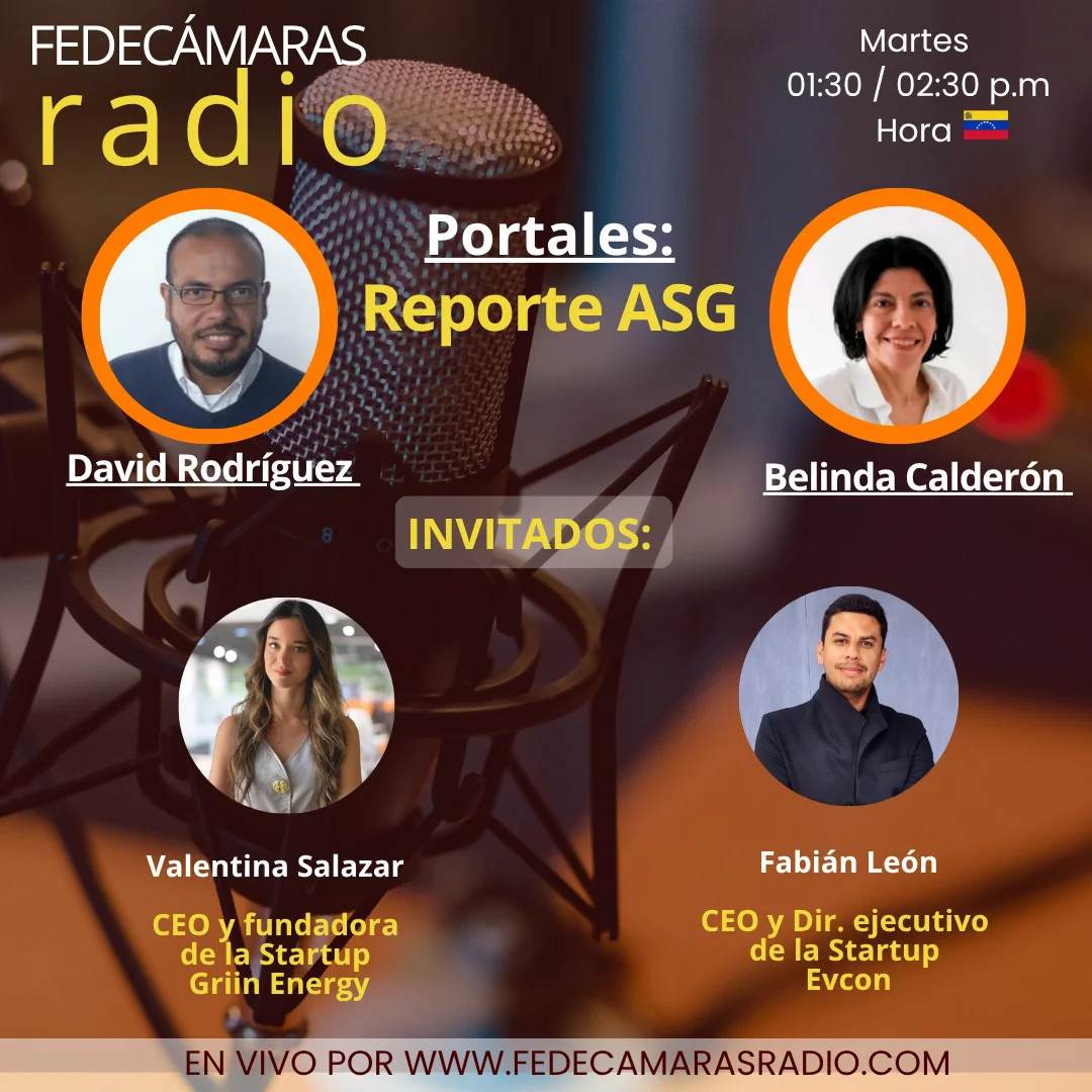 Flyer Programa Reporte ASG en Fedecámaras Radio - martes 21 de abril 2026