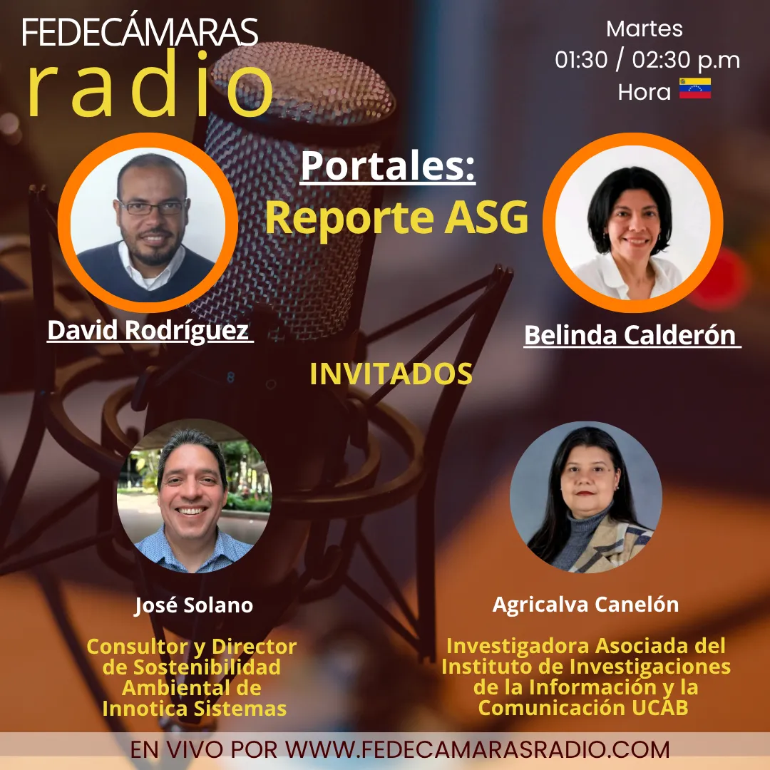 Flyer Programa Reporte ASG en Fedecámaras Radio - martes 11 de noviembre 2025