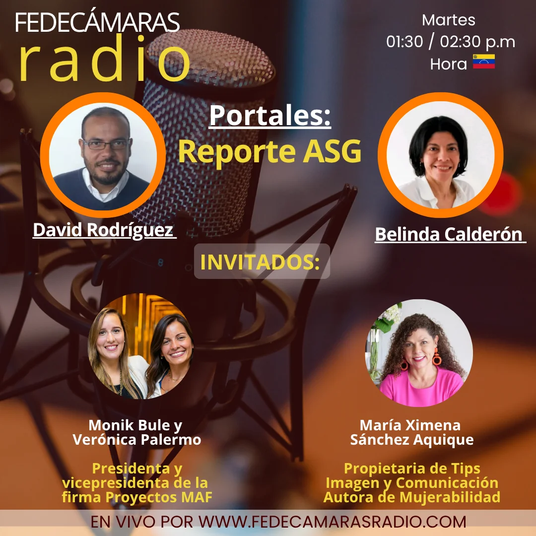Flyer Programa Reporte ASG en Fedecámaras Radio - martes 12 de mayo 2026